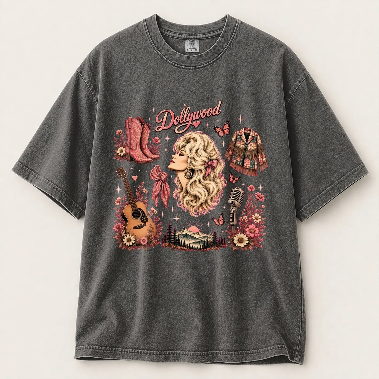 Dolly Parton Dollywood Western Portrait And Guitar Tribute For Country Music Fans T-Shirt - 1