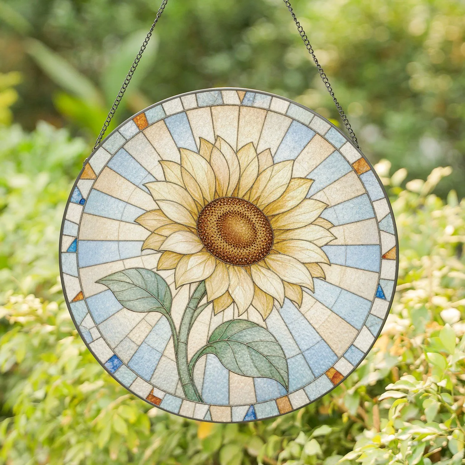 Loving Sunflower Bloom Design for Mothers Day Gift for Mom Her Garden Accent Stained Glass Suncatcher - 1