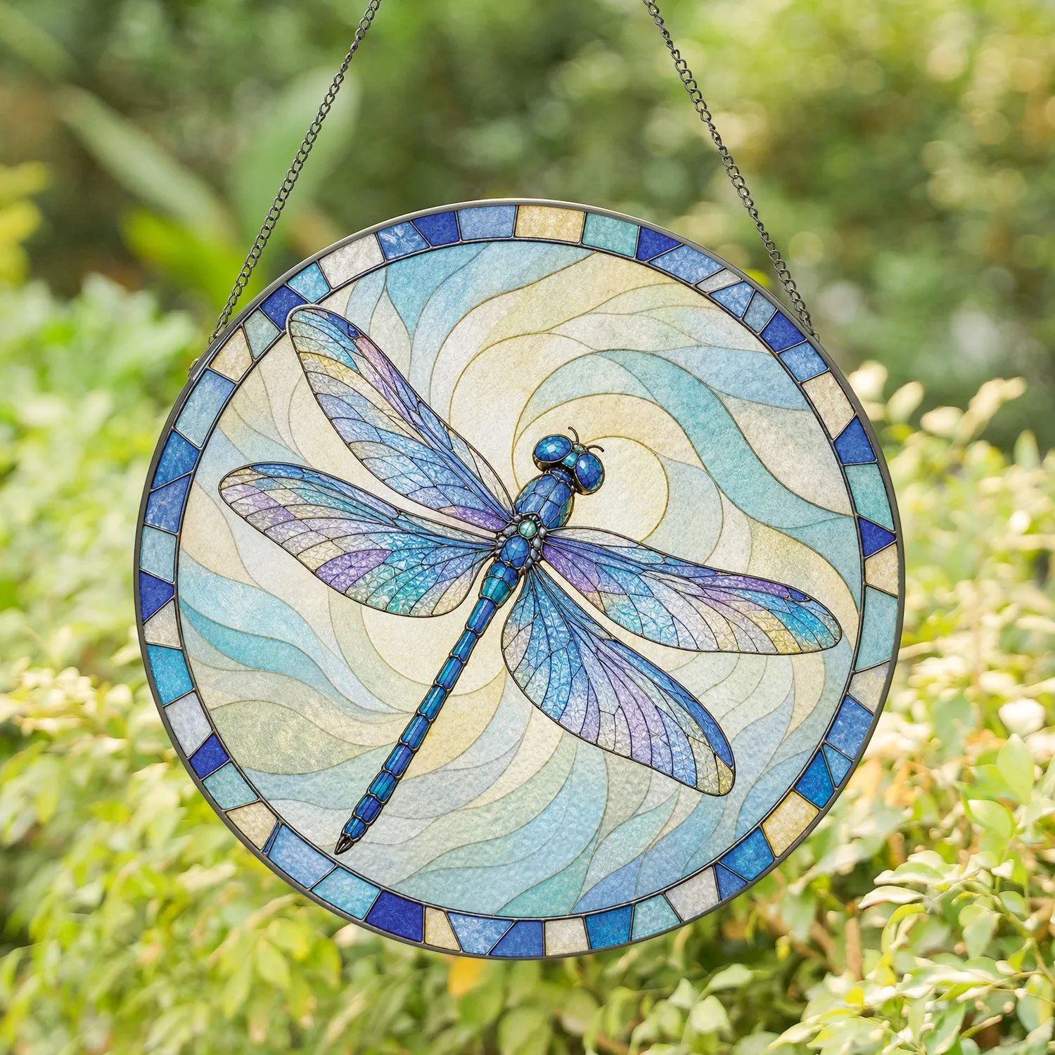 Blue Dragonfly Garden Gift For Nature Lovers, Moms, And Serene Outdoor Living Spaces Stained Glass Suncatcher - 1