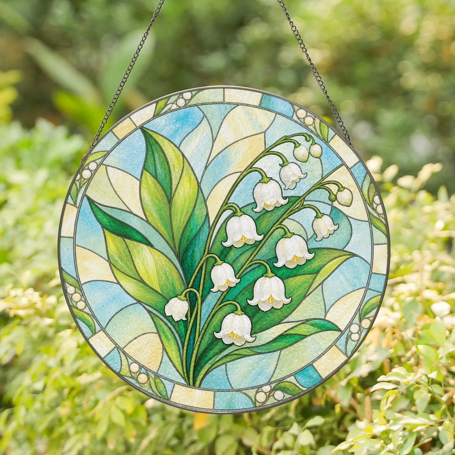 Lily Of The Valley Botanical Accent For Bright Garden Decor And Cottage Home Gifts Stained Glass Suncatcher - 1