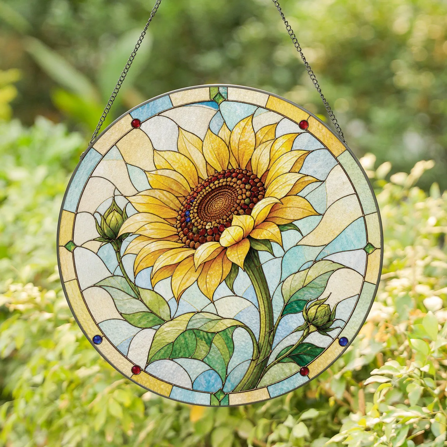 Golden Sunflower Garden Accent for Sunny Home Decor and Thoughtful Plant Lover Gifts Stained Glass Suncatcher - 1