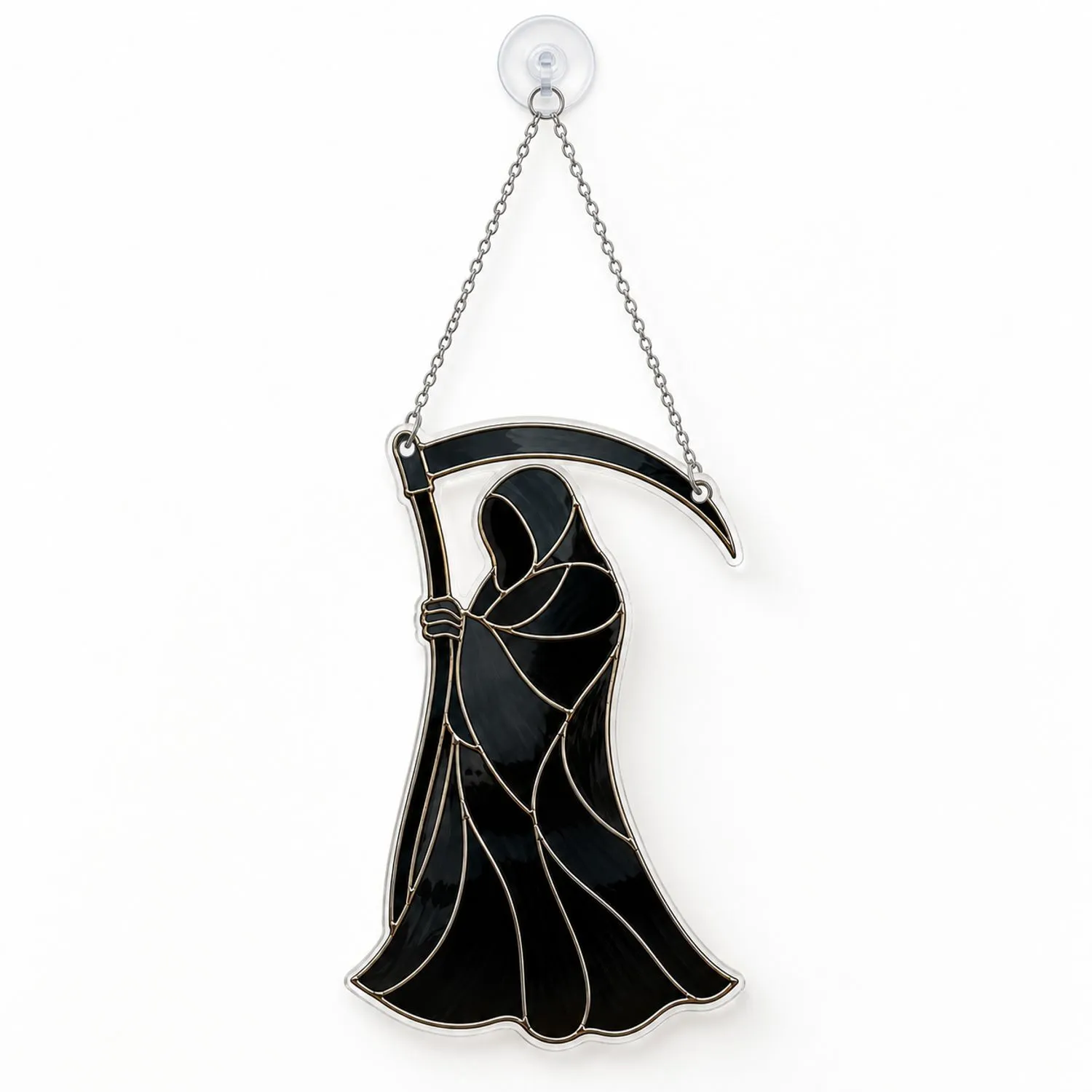 Grim Reaper Gothic Halloween Decor For Dark Fantasy Home And Seasonal Display Lovers Custom Shape Window Hanging Acrylic Ornament - 1