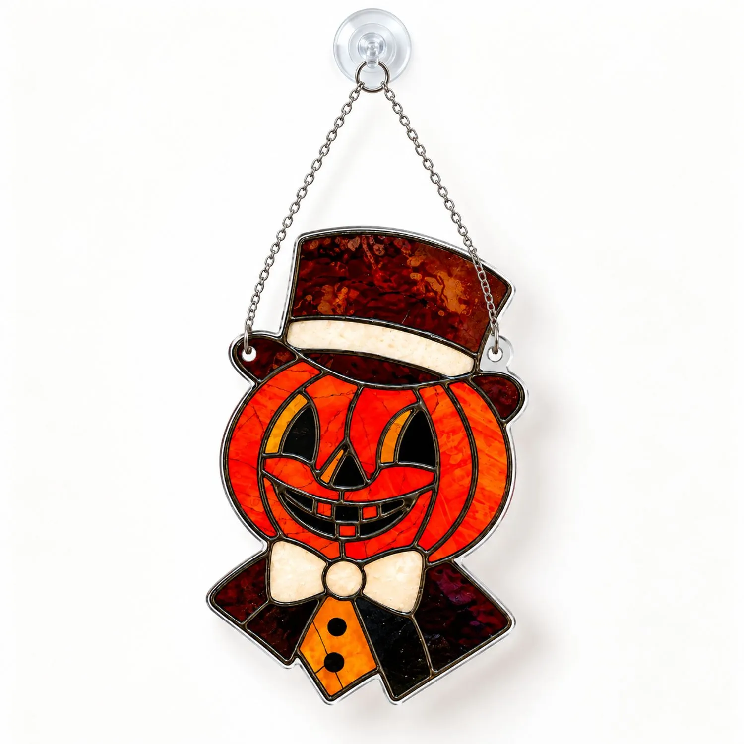 Dapper Pumpkin Halloween Decor For Retro Autumn Celebrations And Seasonal Gifting For Home Custom Shape Window Hanging Acrylic Ornament - 1