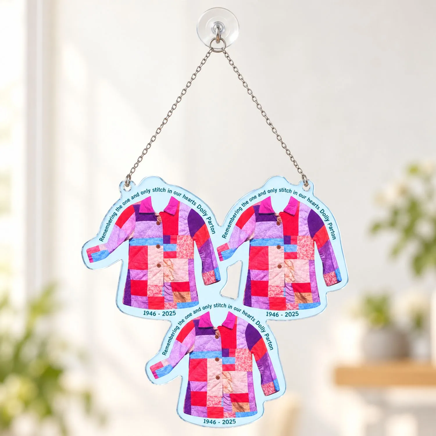 Dolly Parton Coat of Many Colors Keepsake for Music Fans Holiday Tree Tribute Gift Custom Shape Window Hanging Acrylic Ornament - 1