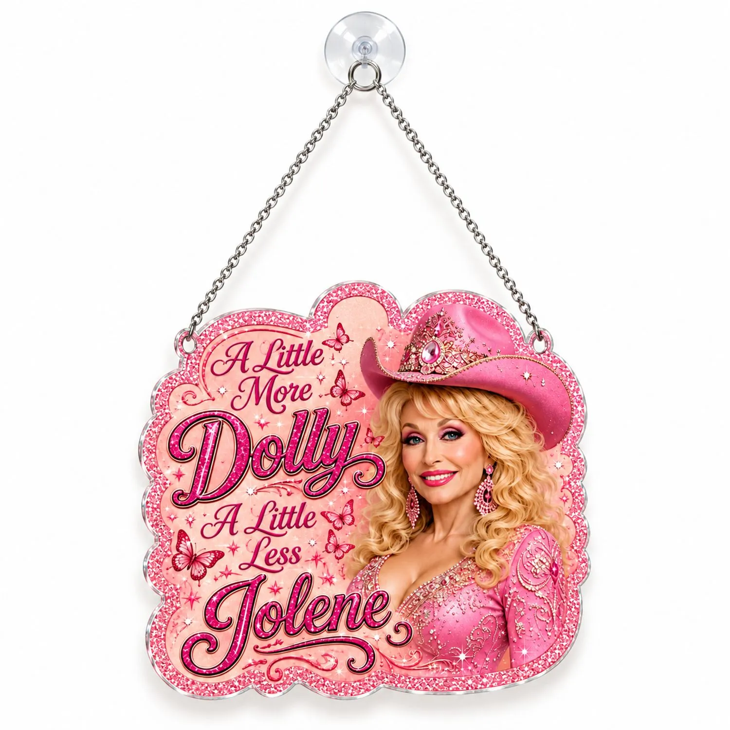 Dolly Parton Pink Country Music Tribute Memorial Keepsake Gift for Fans and Collectors Custom Shape Window Hanging Acrylic Ornament - 1