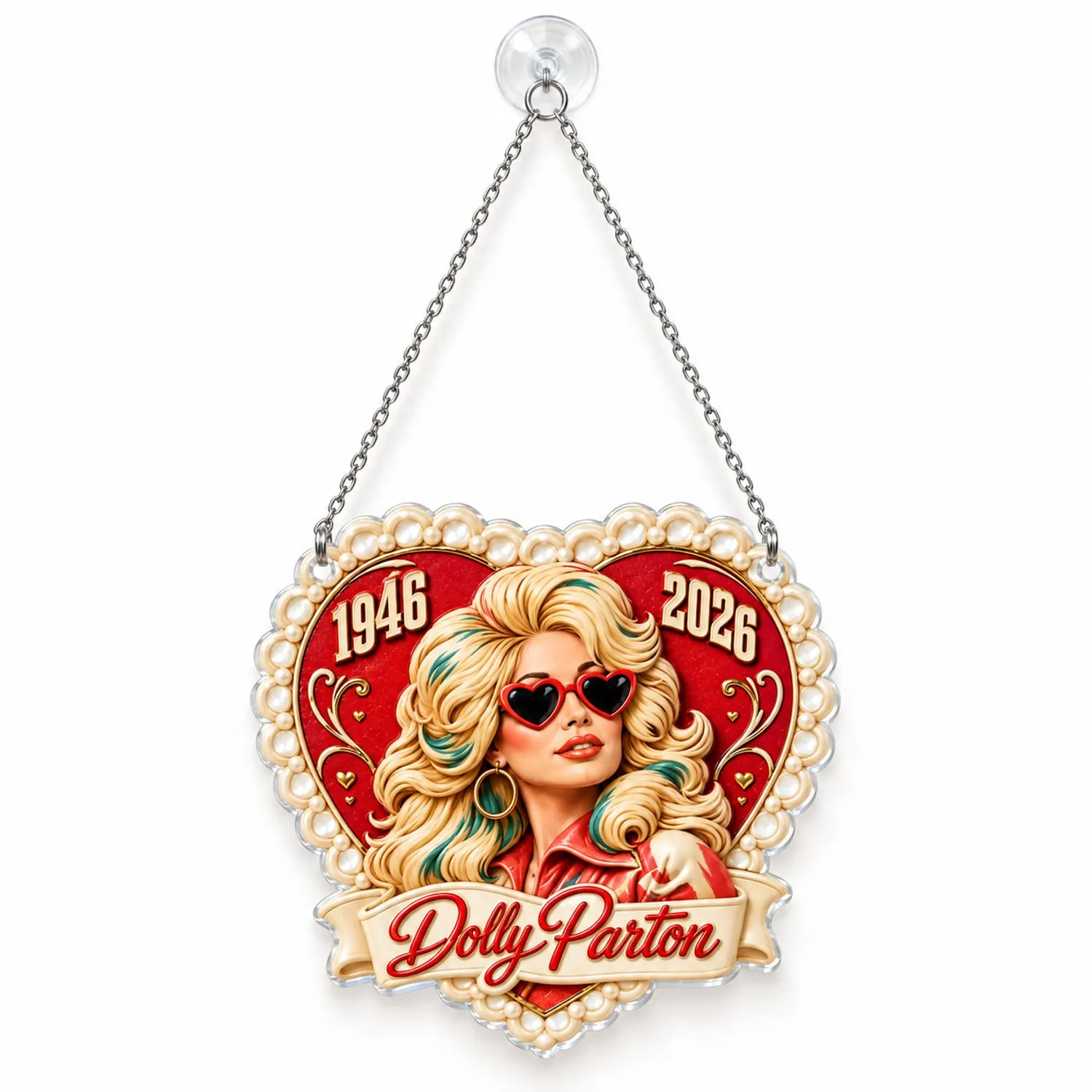 Dolly Parton Heart Holiday Keepsake For Country Music Fans And Retro Christmas Decor Custom Shape Window Hanging Acrylic Ornament - 1