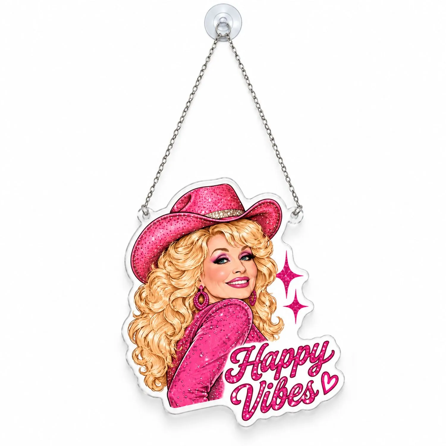 Dolly Parton Happy Vibes Tribute for Country Music Fans and Cheerful Holiday Giving Custom Shape Window Hanging Acrylic Ornament - 1