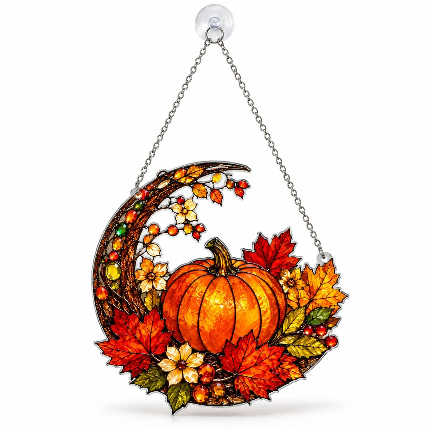 Harvest Pumpkin Maple Leaf Decor for Halloween Autumn Window Cottagecore Home Gift Custom Shape Window Hanging Acrylic Ornament - 1