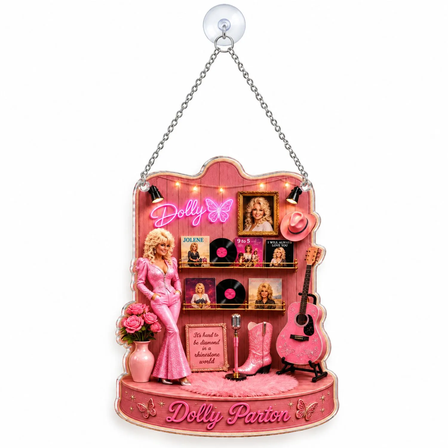 Dolly Parton Memorial Christmas Keepsake Tribute for Fans, Family, and In Loving Memory Custom Shape Window Hanging Acrylic Ornament - 1