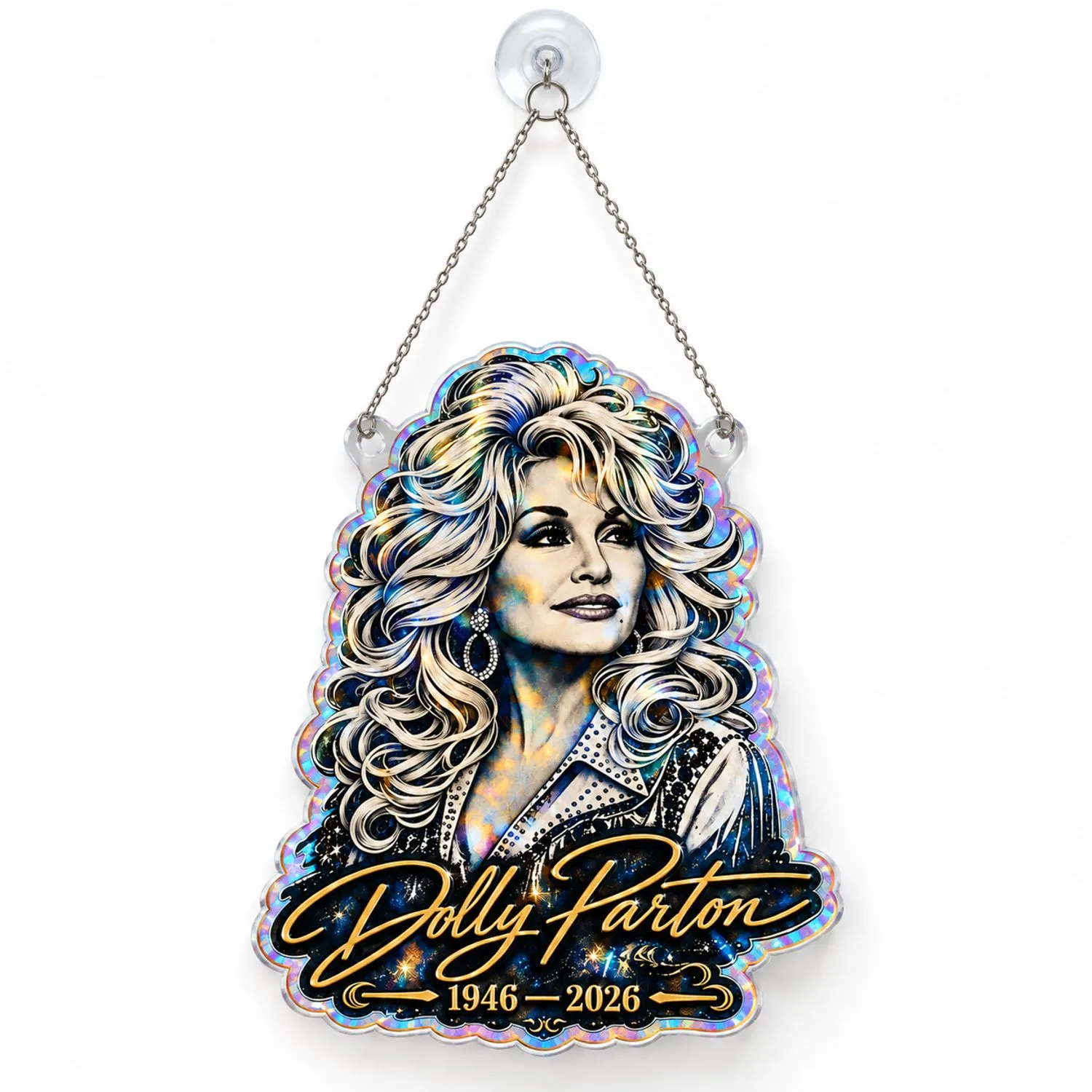Dolly Parton Memorial Portrait Tribute for Country Music Fans and Loved Ones Custom Shape Window Hanging Acrylic Ornament - 1