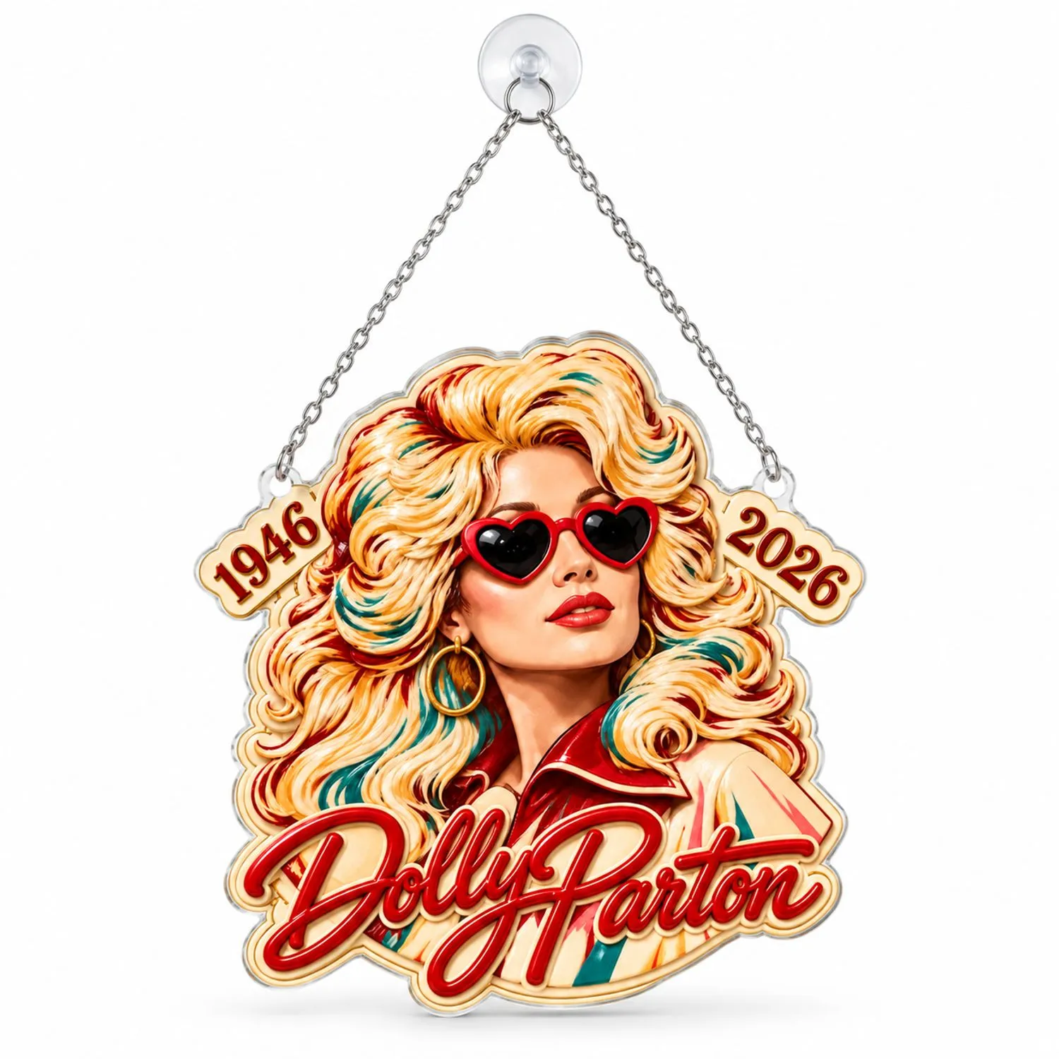 Dolly Parton Portrait Keepsake For Country Music Fans, Retro Holiday Tree Decor Gift Custom Shape Window Hanging Acrylic Ornament - 1