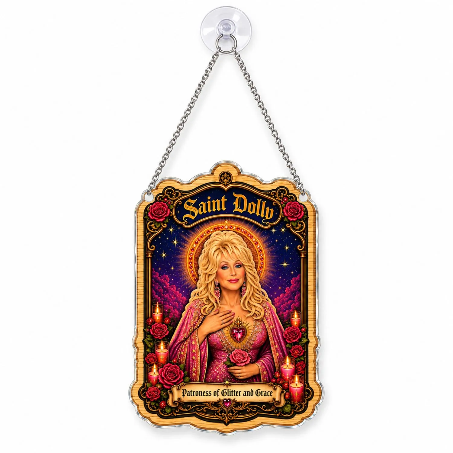 Dolly Parton Saintly Christmas Tribute Keepsake for Country Music Fans and Collectors Custom Shape Window Hanging Acrylic Ornament - 1
