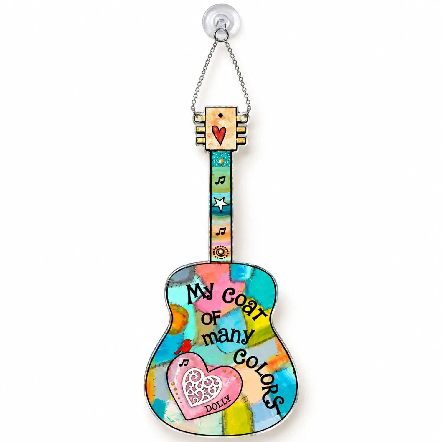 Dolly Parton Guitar Gift for Mom, Colorful Country Music Christmas Keepsake Decor Custom Shape Window Hanging Acrylic Ornament - 1