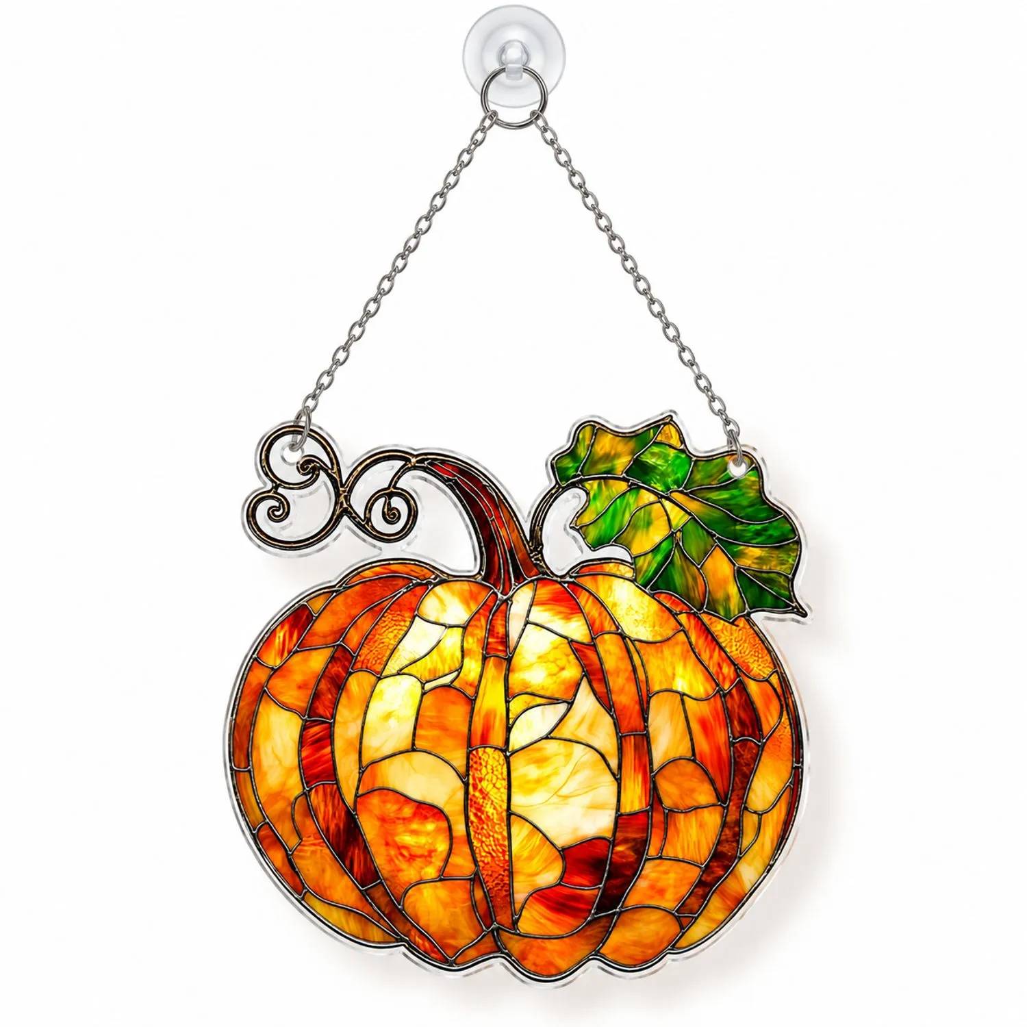 Stained Glass Pumpkin Fall Window Decoration for Thanksgiving Home Decor Gift Idea Custom Shape Window Hanging Acrylic Ornament - 1