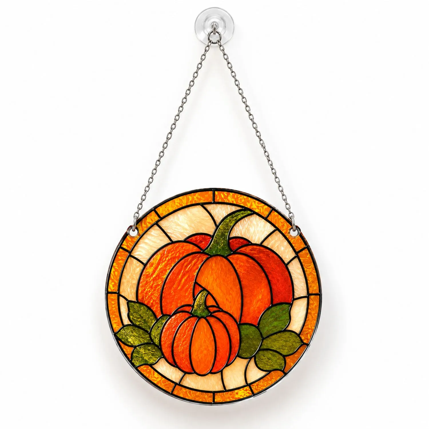 Pumpkin Harvest Stained Glass Fall Decor For Autumn Home And Seasonal Gift Giving Custom Shape Window Hanging Acrylic Ornament - 1