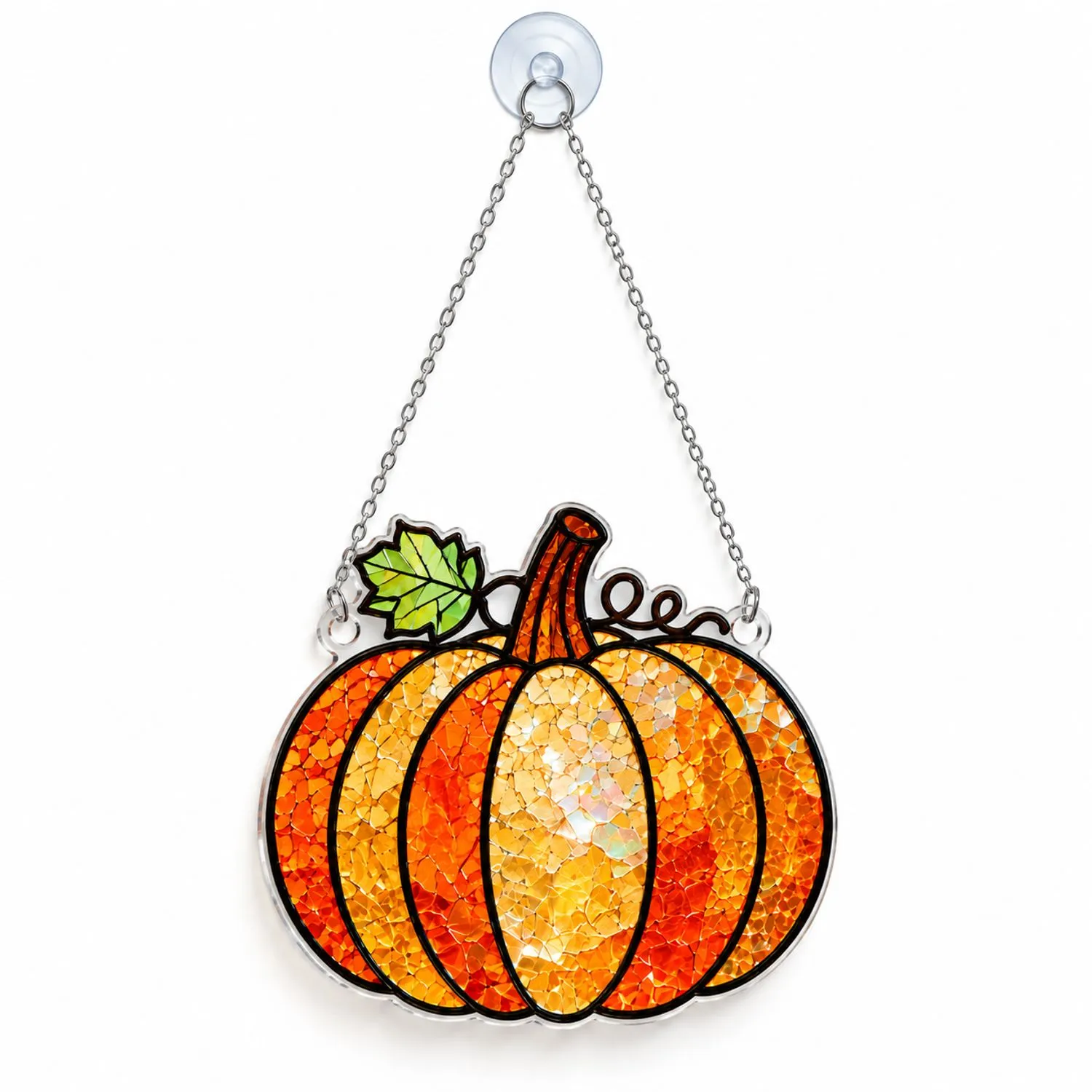 Pumpkin Autumn Harvest Decor for Thanksgiving and Halloween Window Home Styling Accent Custom Shape Window Hanging Acrylic Ornament - 1
