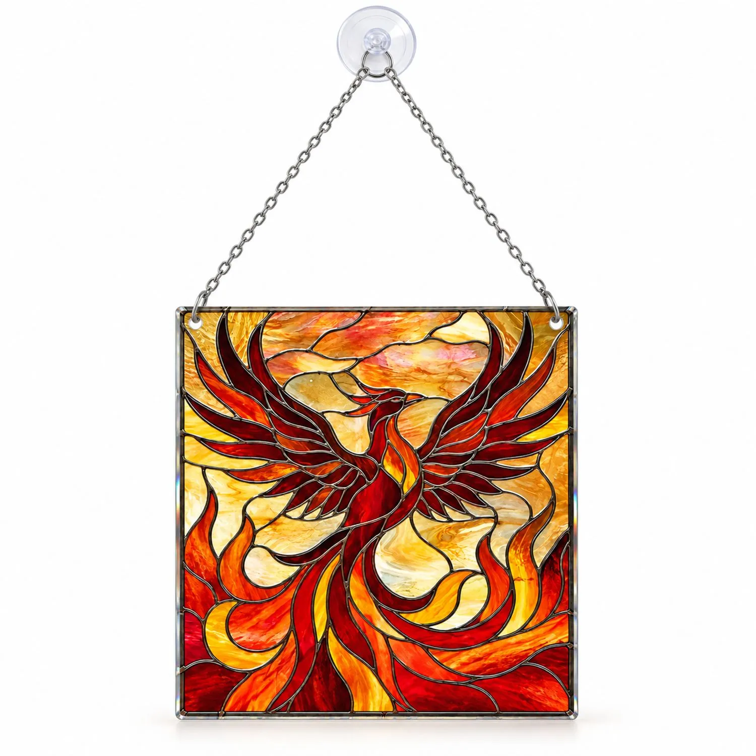 Phoenix Stained Glass Firebird Decor for Sunlit Windows and Mythic Home Style Lovers Custom Shape Window Hanging Acrylic Ornament - 1