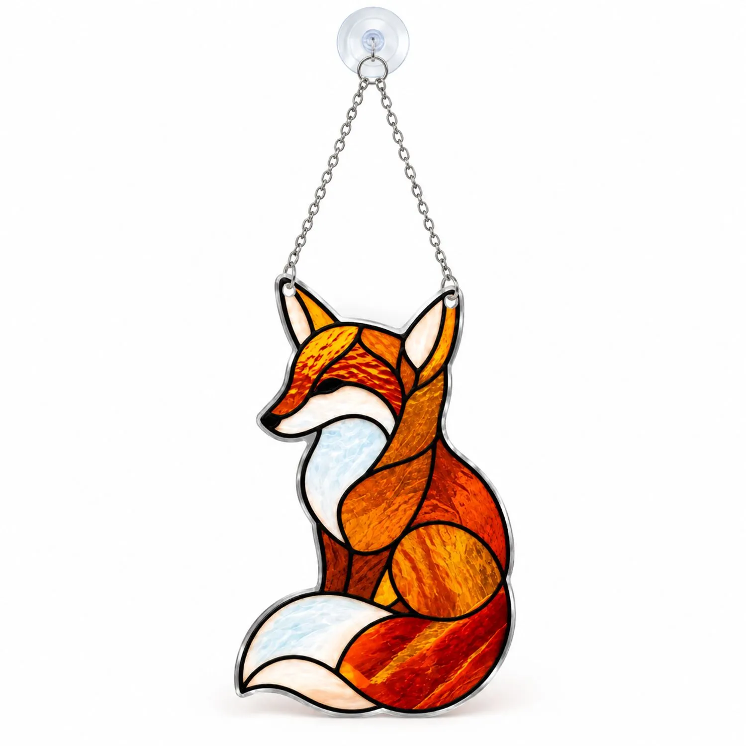 Stained Glass Fox Woodland Decor for Nature Lovers and Rustic Home Styling Gifts Custom Shape Window Hanging Acrylic Ornament - 1