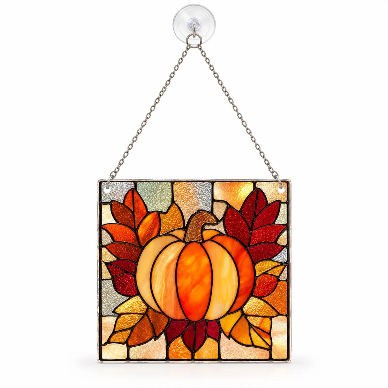 Autumn Pumpkin Stained Glass Wall Decor for Fall Home, Harvest Season, and Gift Giving Custom Shape Window Hanging Acrylic Ornament - 1