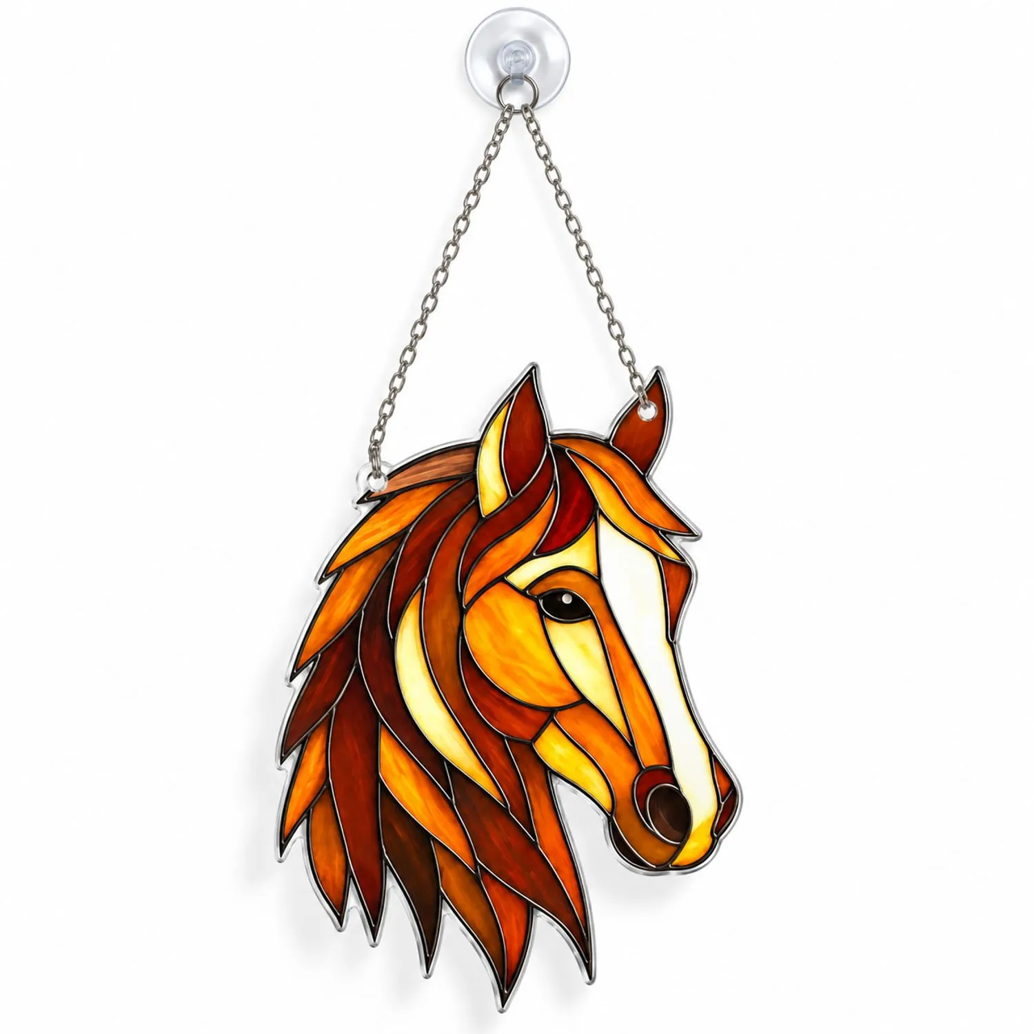 Horse Stained Glass Wall Decor for Rustic Ranch Homes and Equestrian Lovers Gift Custom Shape Window Hanging Acrylic Ornament - 1