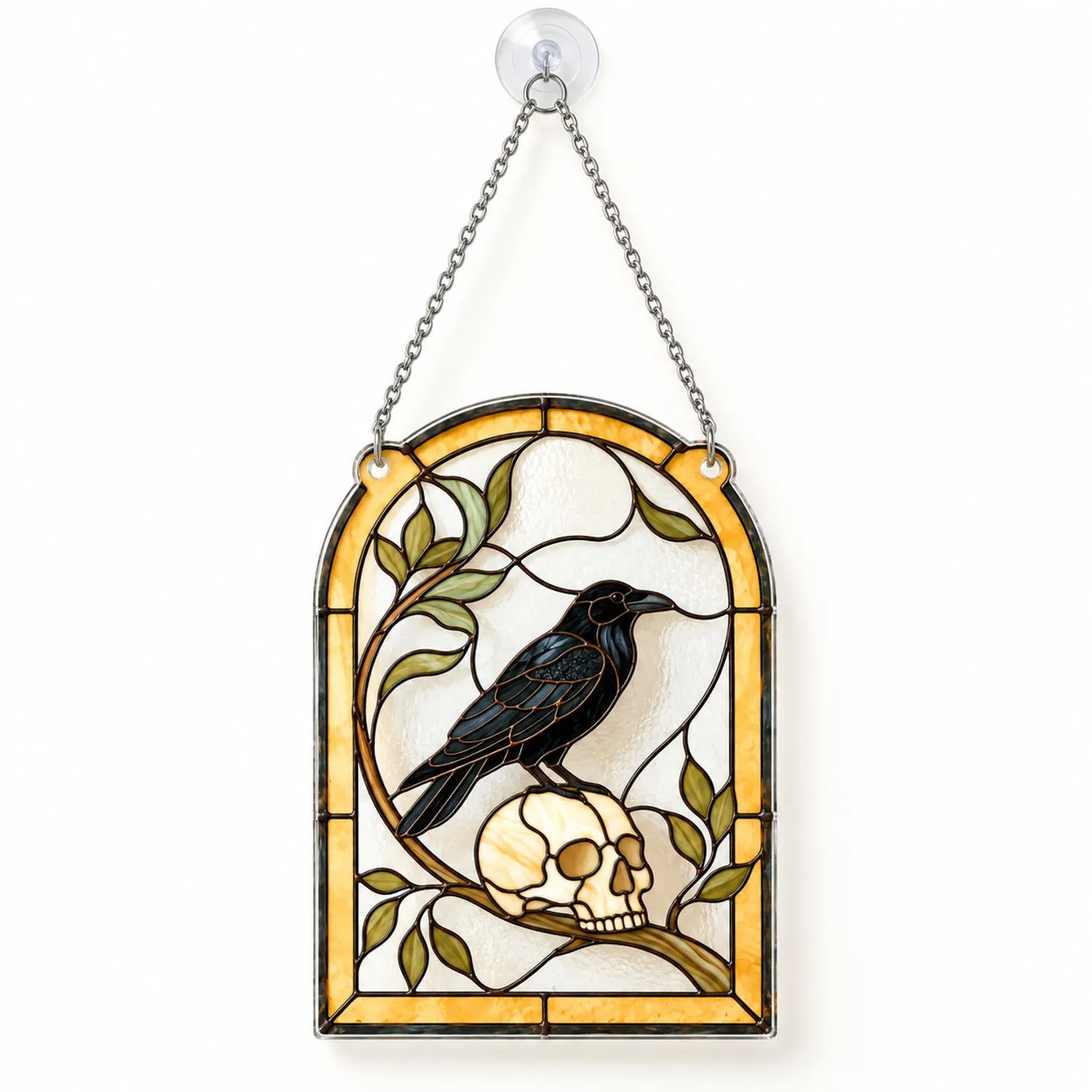 Crow Skull Gothic Suncatcher for Dark Home Decor and Raven Lover Gift Display Accent Custom Shape Window Hanging Acrylic Ornament - 1
