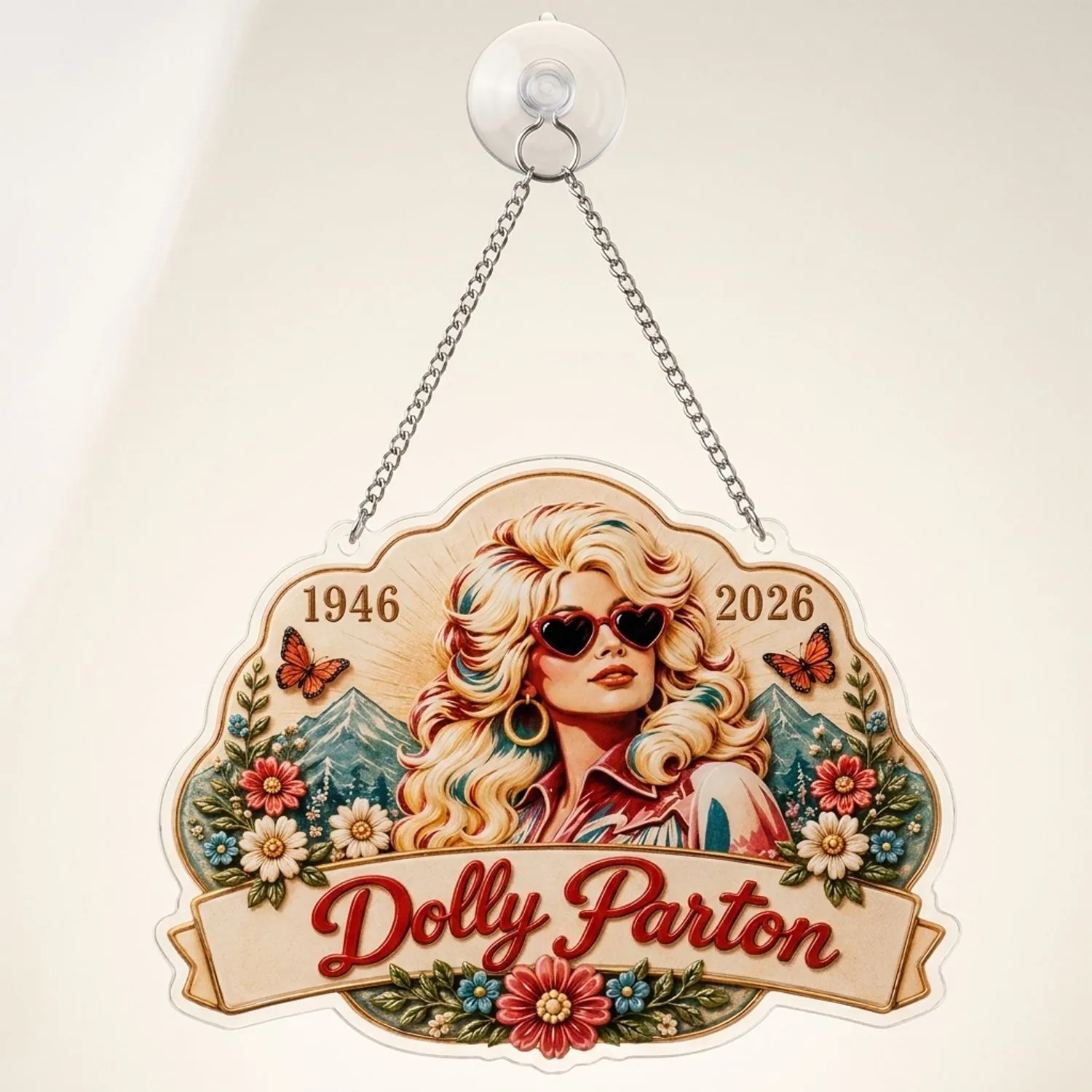 Dolly Parton Smoky Mountain Keepsake For Country Music Fans And Christmas Home Decor Custom Shape Window Hanging Acrylic Ornament - 1