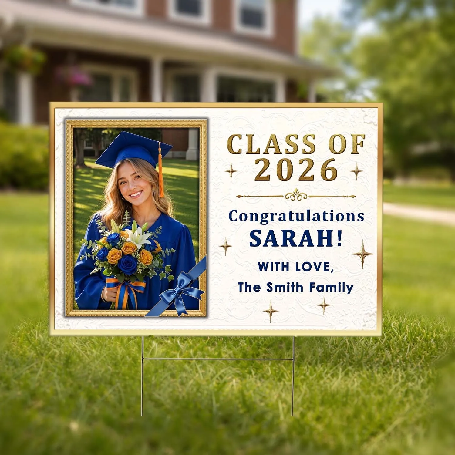 Personalized Graduate Photo & Name Yard Sign – Custom Outdoor Lawn Decor Gift for Graduation - 1
