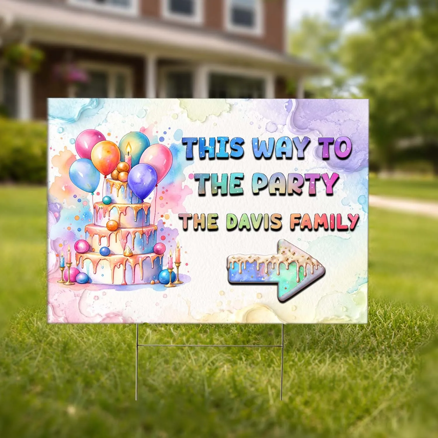 Personalized Birthday Party Yard Sign – Custom Arrow Directional Lawn Sign for Guests, Party Decor Gift - 1