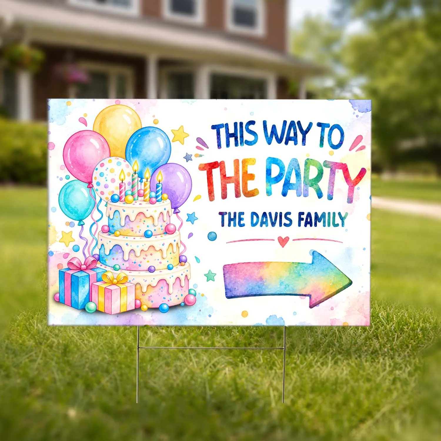 Personalized Birthday Party Yard Sign – Custom Arrow Directional Lawn Sign for Guests, Party Decor Gift - 1