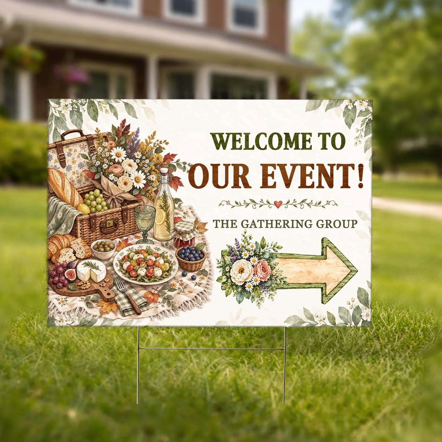 Personalized Event Welcome Yard Sign – Custom Group Name Arrow Lawn Sign, Outdoor Party Entrance Decor - 1