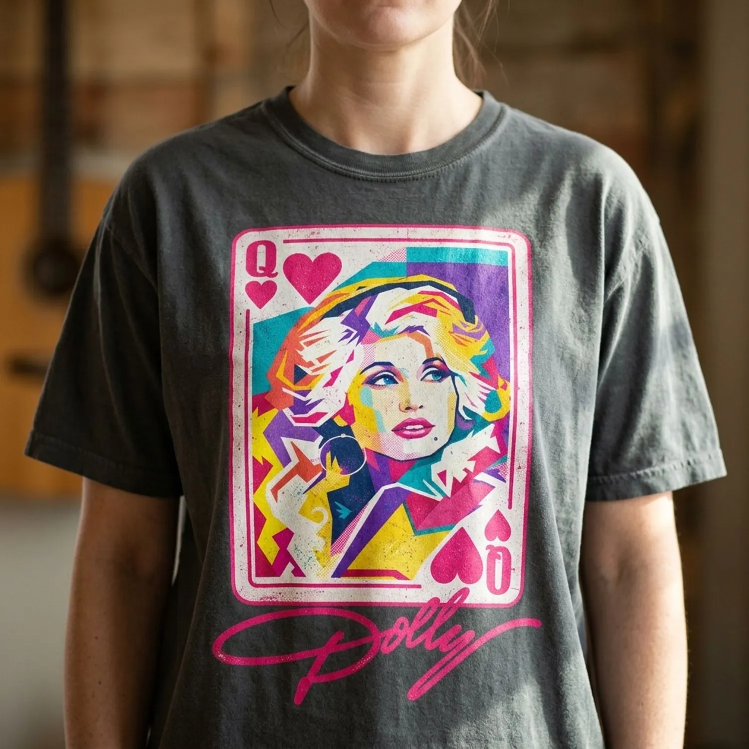 Dolly Parton Country Queen T-Shirt, Retro Playing Card Portrait Graphic Tee, Country Music Fan Gift - 1
