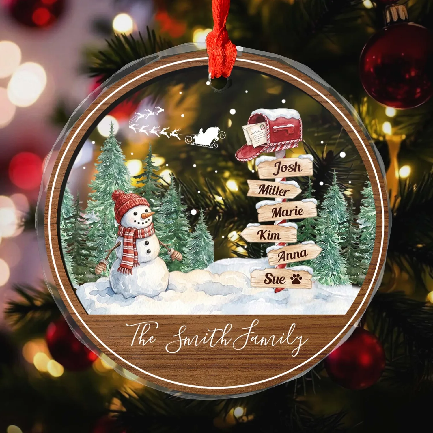 Personalized Glass Christmas Ornament – Custom Family Names & Year Street Sign Keepsake, Xmas Gift - 1