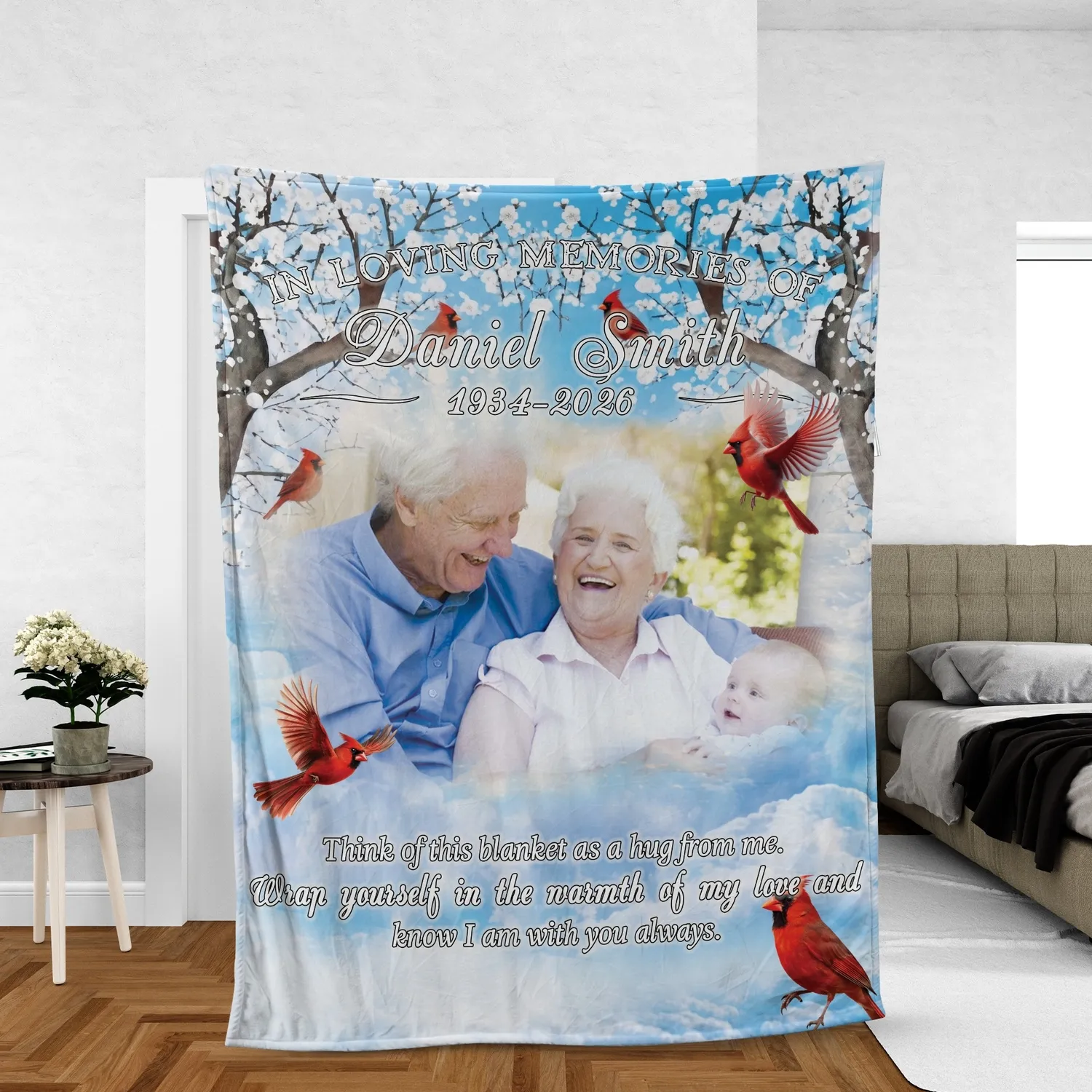 Personalized Family Reunited Memorial Blanket – Custom Photo Fleece Throw, In Loving Memory Sympathy Gift for Family - 1