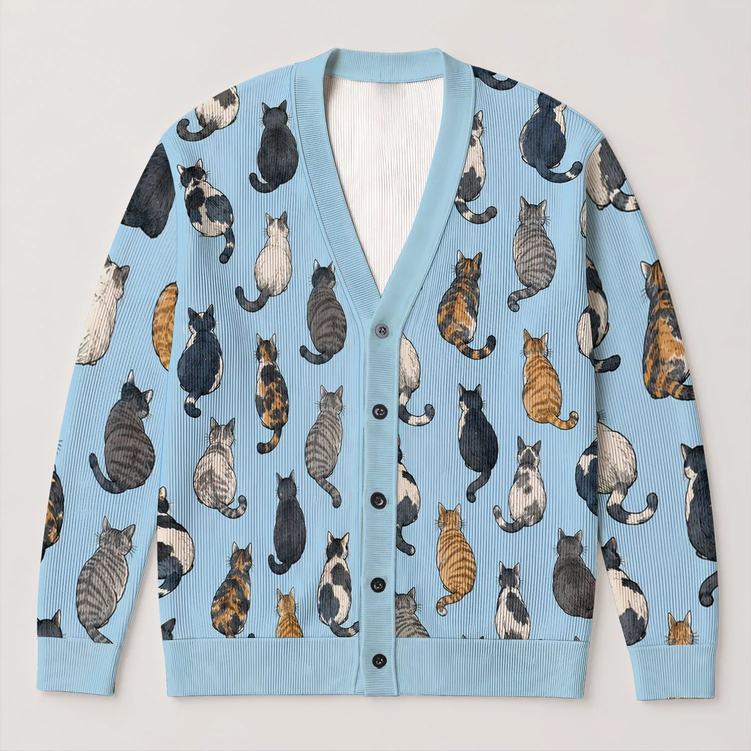 Scattered Cat Motifs for Cozy Autumn Layering and Everyday Whimsy for Women Cat Lovers All-over Print Knitted Cardigan - 1