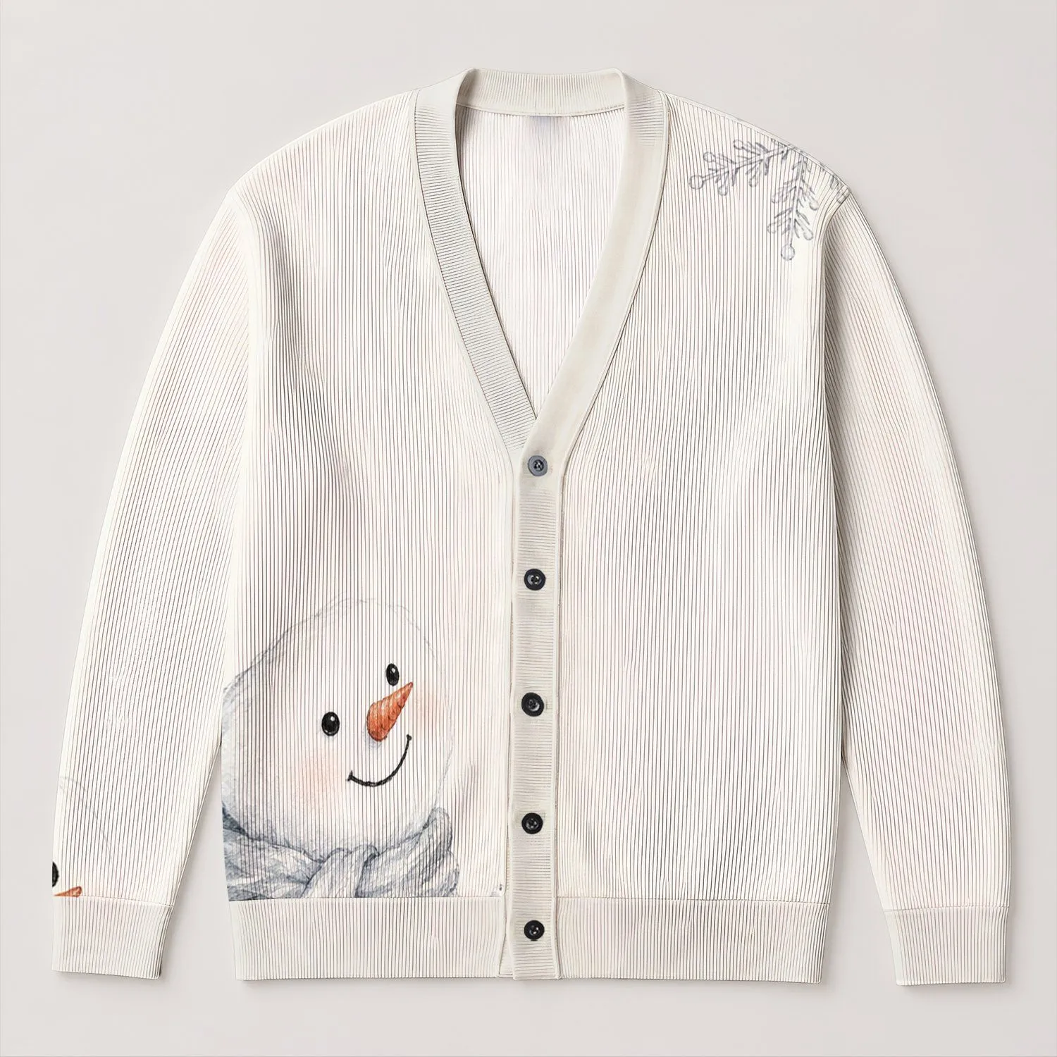 Cute Snowman and Snowflake Winter Cheer for Cozy Holiday Everyday Layering for Women All-over Print Knitted Cardigan - 1