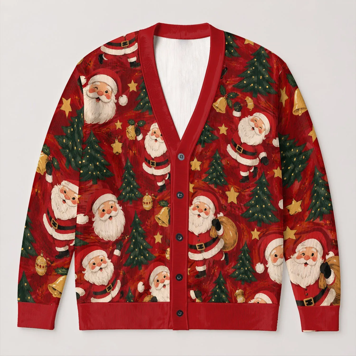 Santa Claus Holiday Cheer for Festive Winter Gatherings and Cozy Seasonal Style All-over Print Knitted Cardigan - 1