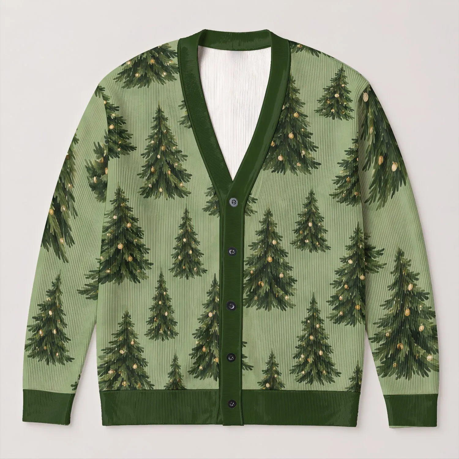 Pine Tree Holiday Motifs For Cozy Winter Gatherings And Women's Festive Layering At Home All-over Print Knitted Cardigan - 1