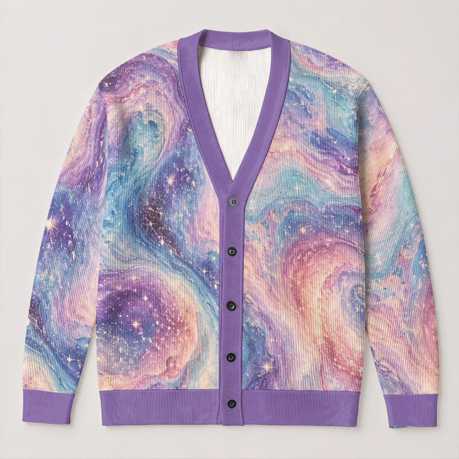 Pastel Cosmic Nebula Stars For Dreamy Everyday Layering And Boho Weekend Style Women All-over Print Knitted Cardigan - 1