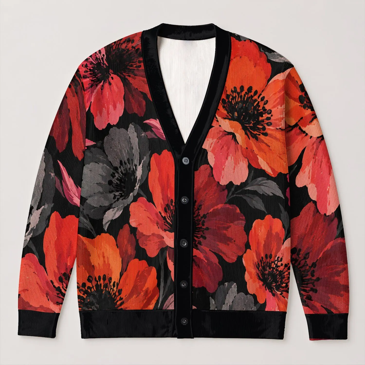 Bold Abstract Floral Blooms For Colorful Everyday Layering And Weekend Outfits For Her All-over Print Knitted Cardigan - 1