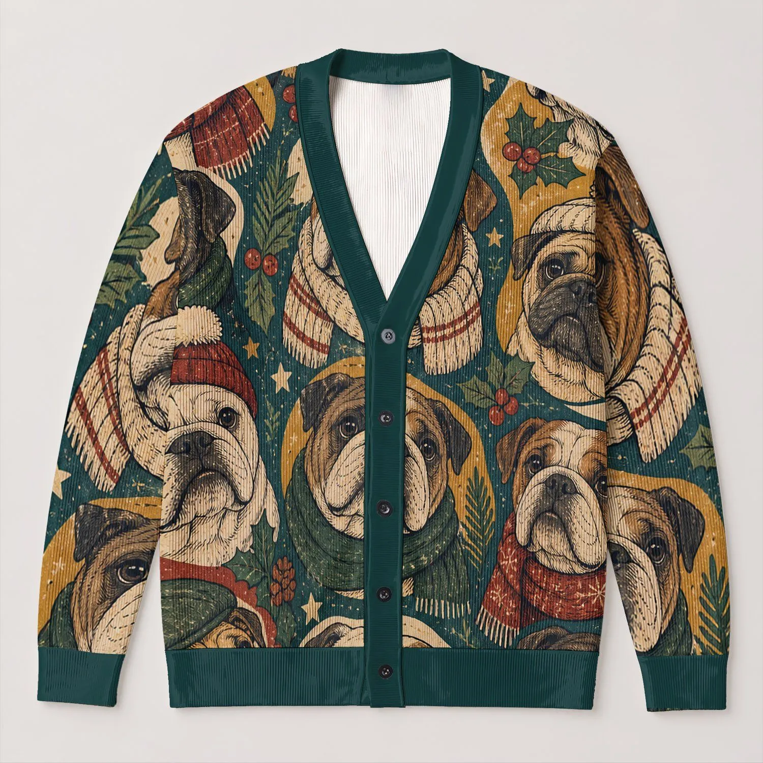 Playful Pug Companions For Cozy Autumn Layering And Everyday Dog Lover Street Style All-over Print Knitted Cardigan - 1