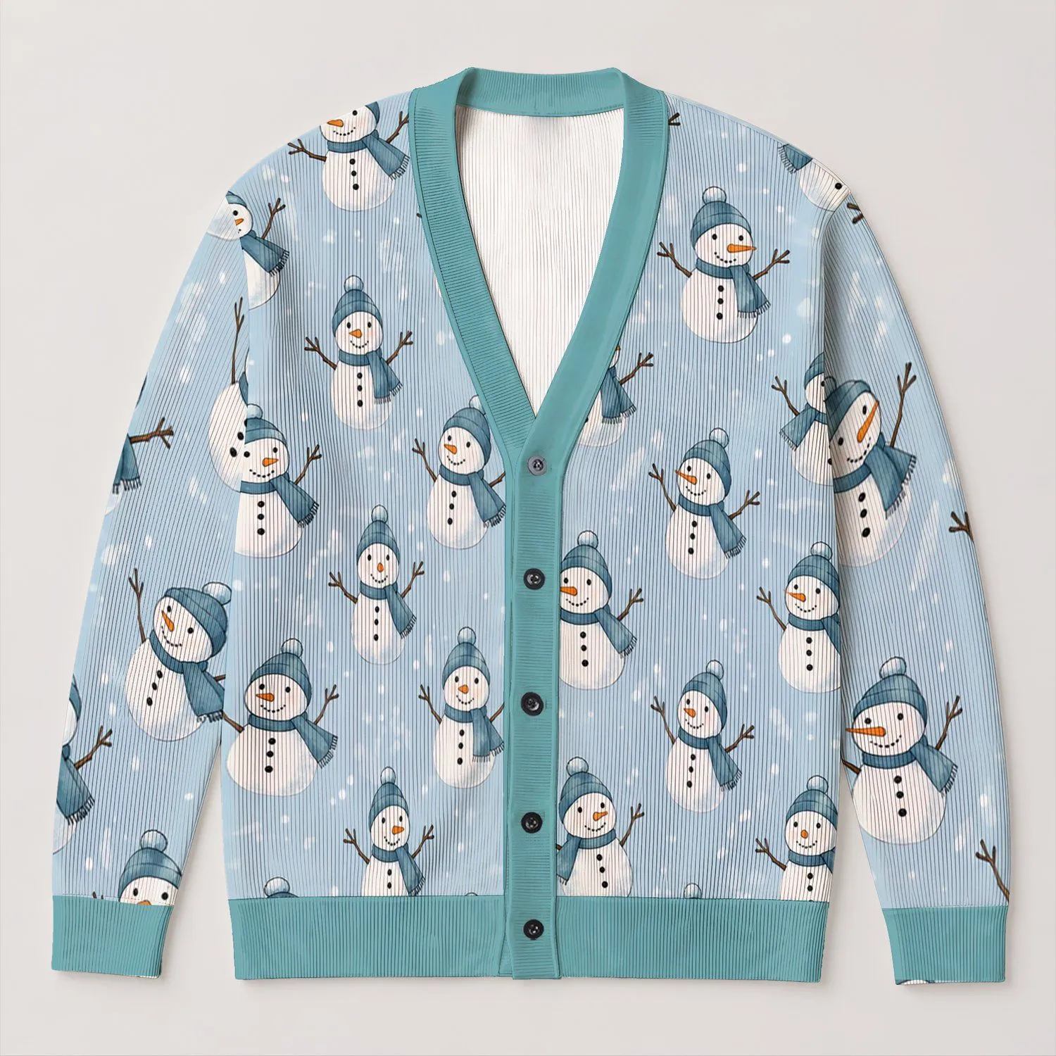Snowman Winter Cheer With Snowflakes For Cozy Holiday Layering For Women And Moms All-over Print Knitted Cardigan - 1