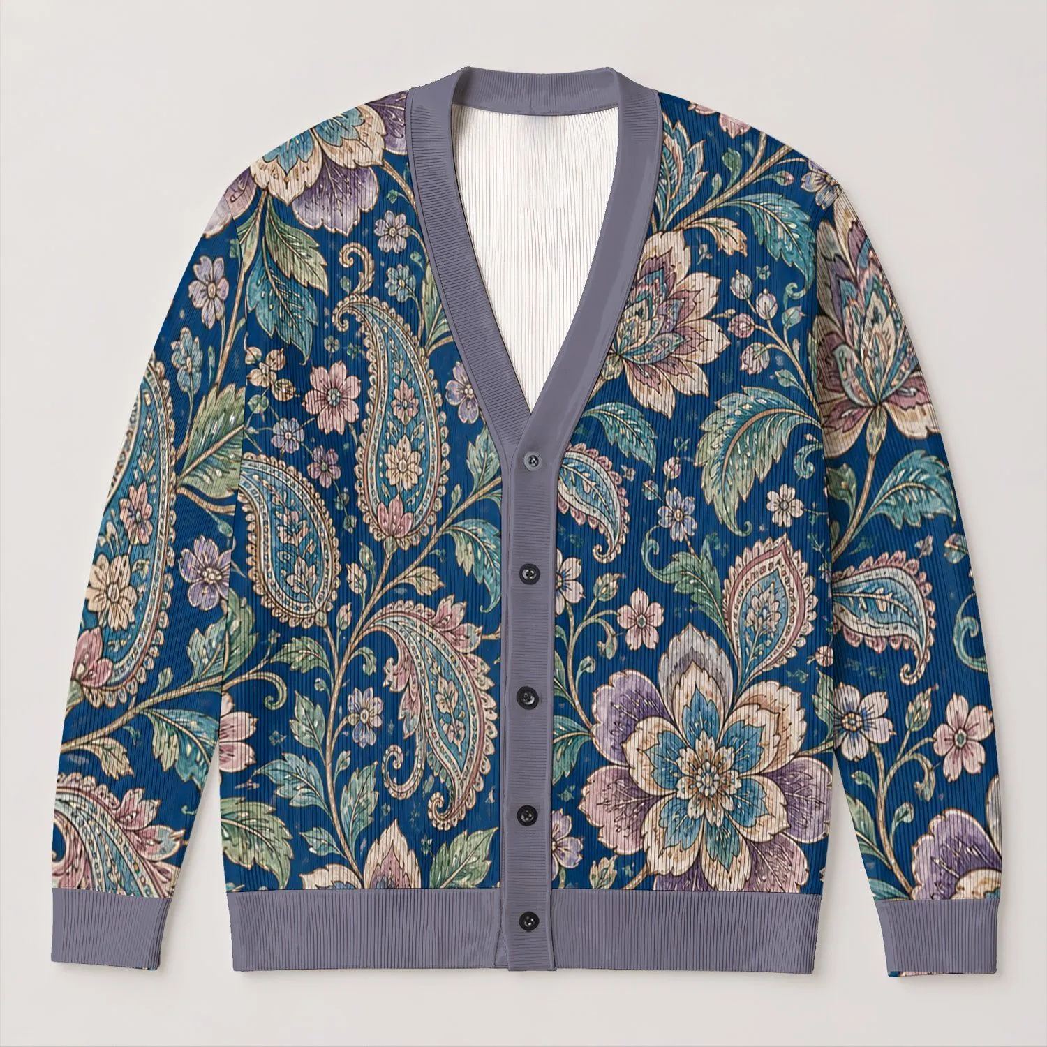 Vintage Bohemian Floral Paisley Layering Style For Autumn Commuting Everyday Women All-over Print Knitted Cardigan - 1