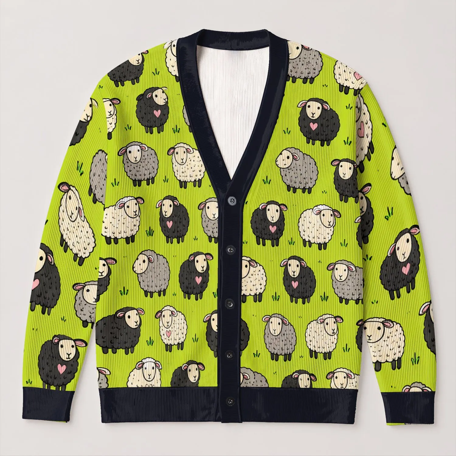 Sheep Farm Friends for Casual Countryside Layering and Cozy Everyday Style for Women All-over Print Knitted Cardigan - 1