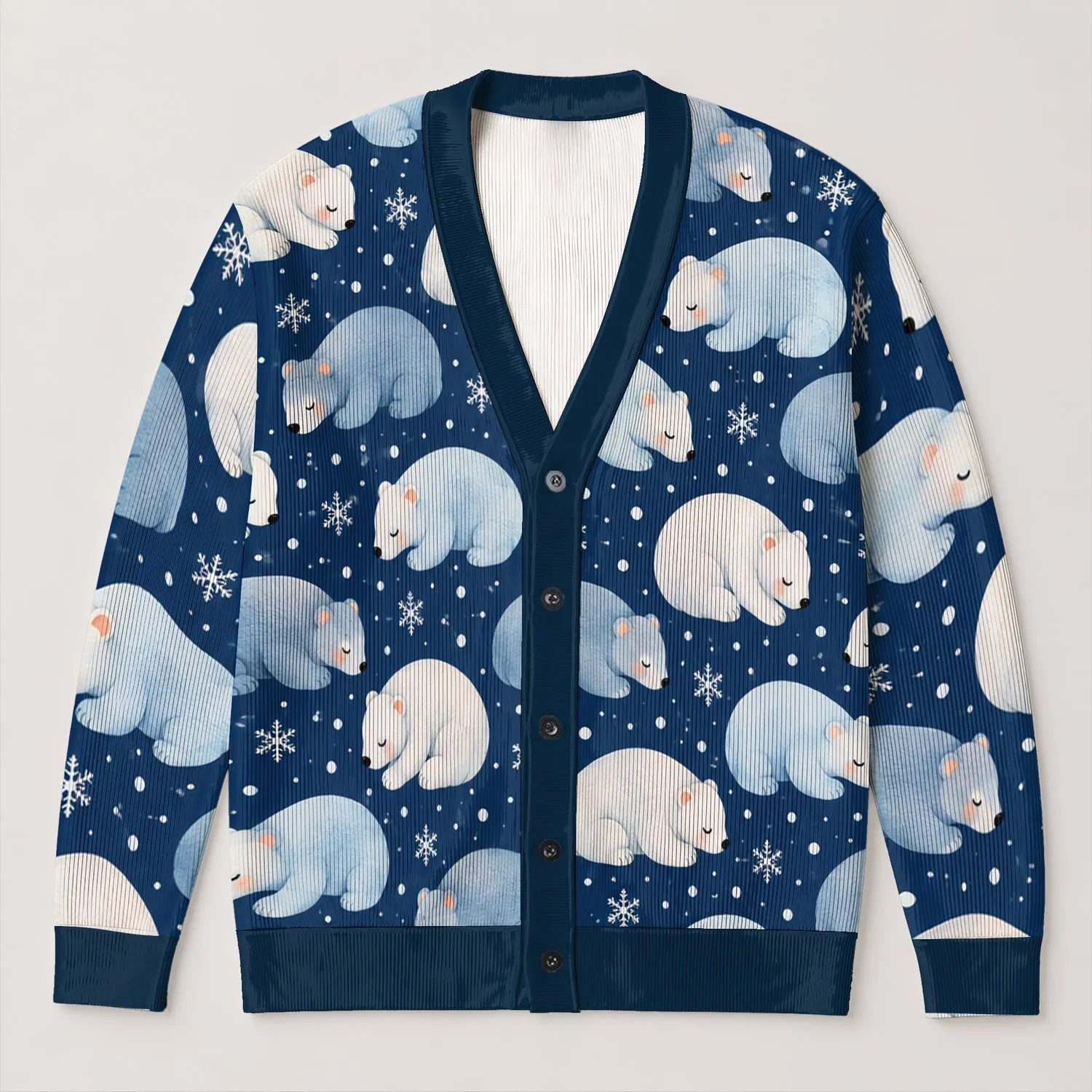 Polar Bear Winter Layering Gift For Women Who Love Cozy Arctic Style And Snowy Days All-over Print Knitted Cardigan - 1