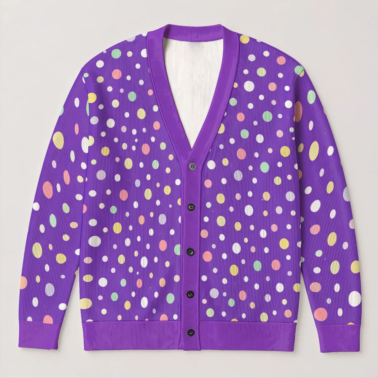 Pastel Confetti Dots for Cheerful Everyday Layering and Casual Office Style Women All-over Print Knitted Cardigan - 1
