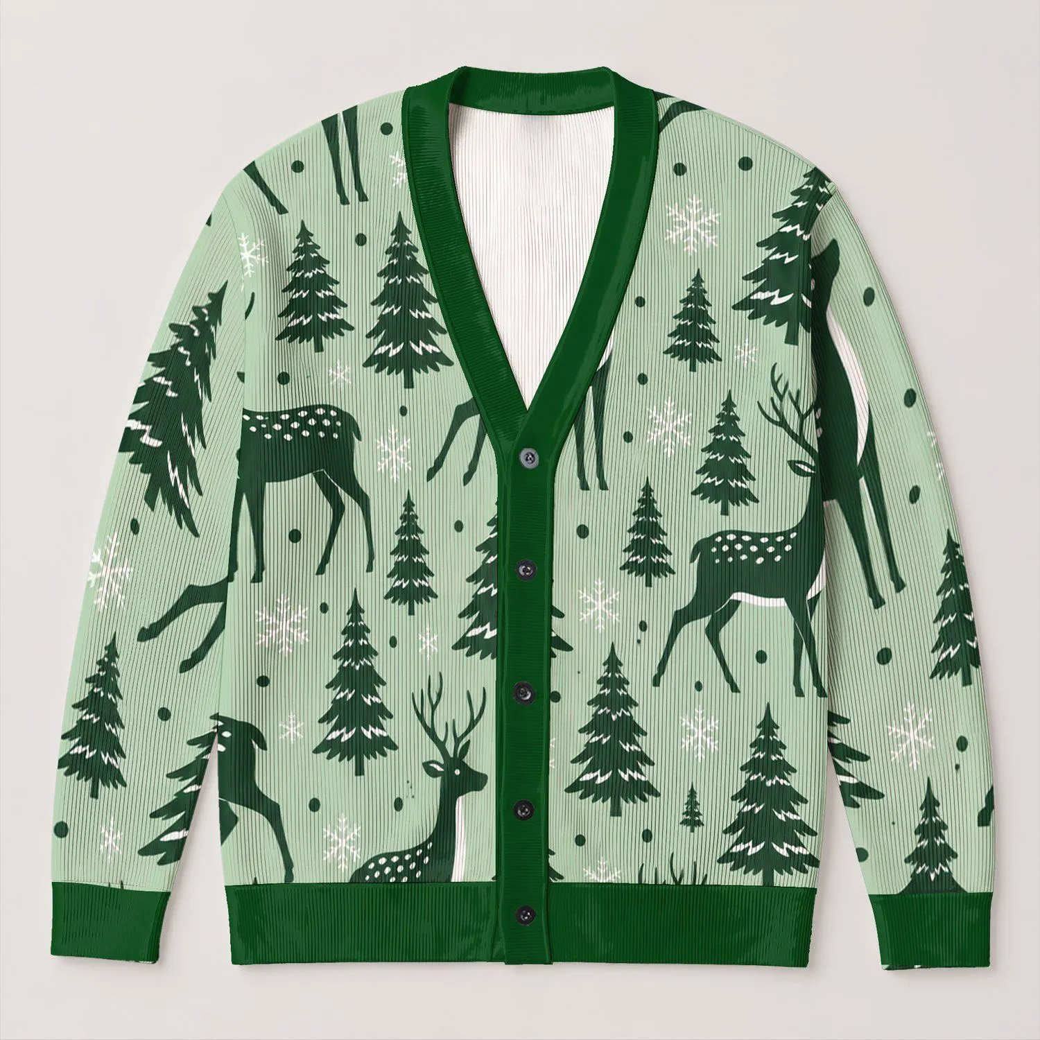 Woodland Deer and Pine Tree Holiday Style for Cozy Winter Gatherings This Season for Women All-over Print Knitted Cardigan - 1