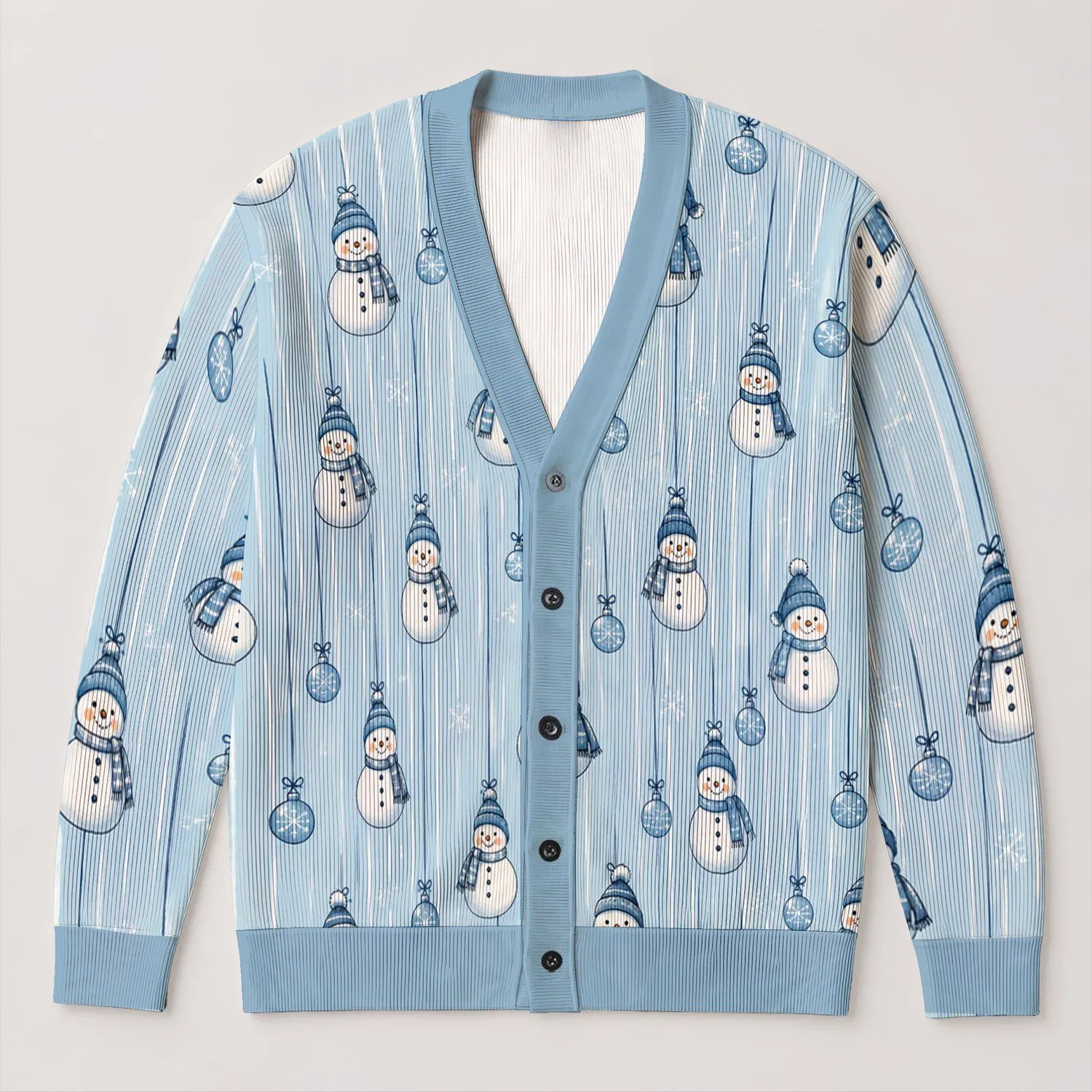 Hanging Snowman Ornaments For Cozy Winter Celebrations And Everyday Cold-Weather Style All-over Print Knitted Cardigan - 1