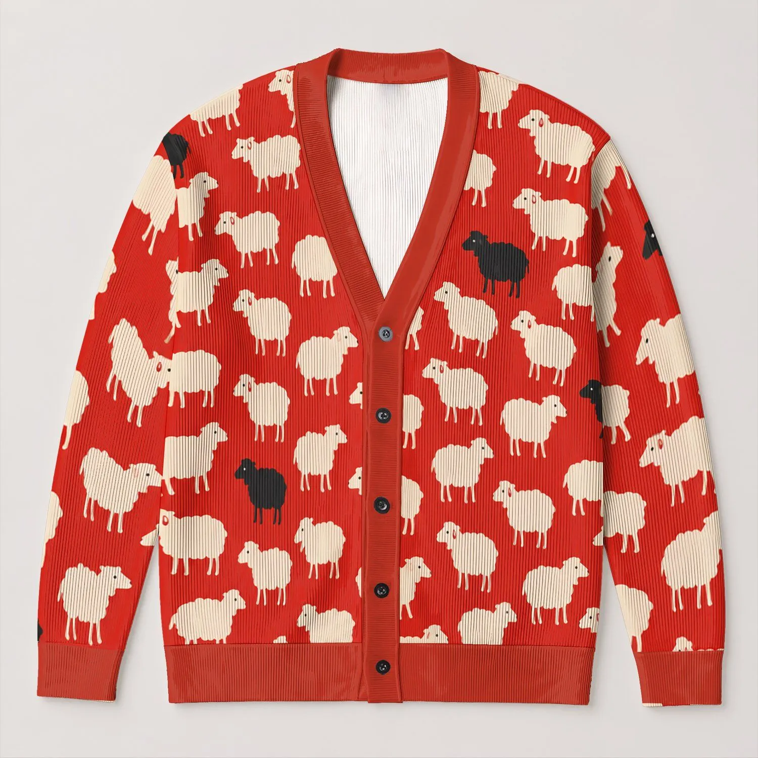 Sheep Meadow Motif for Cozy Weekend Layering and Farmhouse Casual Style for Women All-over Print Knitted Cardigan - 1