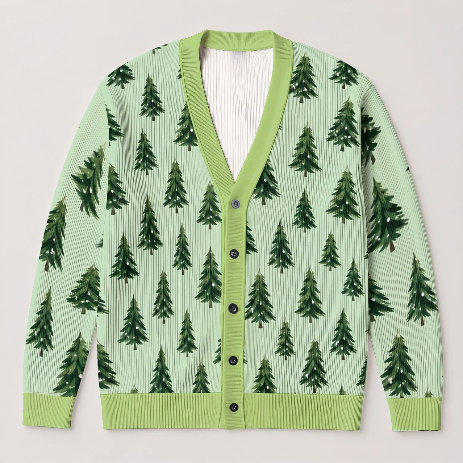 Evergreen Christmas Trees for Cozy Holiday Gatherings and Women's Winter Wardrobes All-over Print Knitted Cardigan - 1