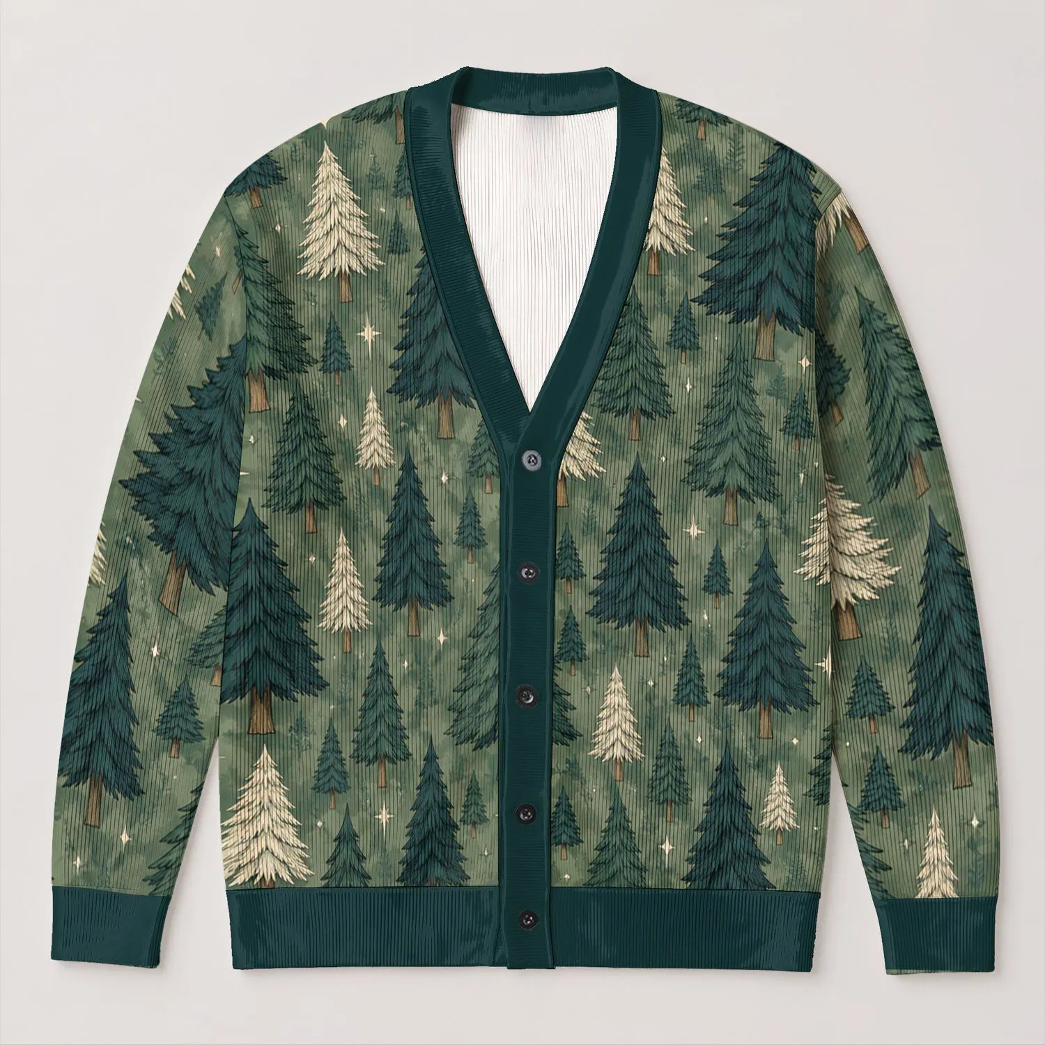 Evergreen Tree Motif For Cozy Layering, Forest Walks, And Everyday Winter Outfits All-over Print Knitted Cardigan - 1
